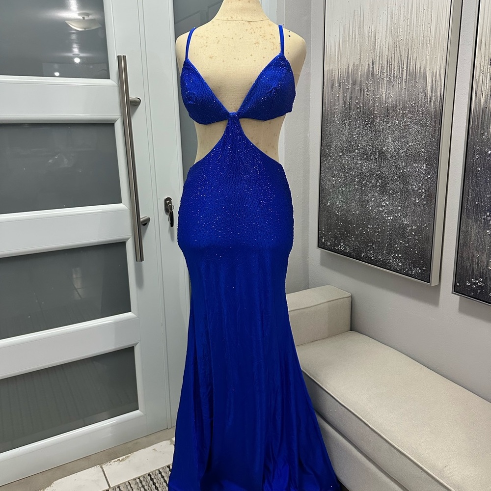 2x$100- Royal Blue Cutout Evening Gown